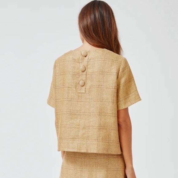 lisa marie fernandez natural windowpane basketweave linen trapeze t-shirt - Picture 2 of 6